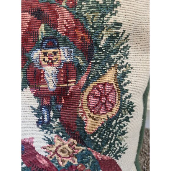 Needlepoint Tapestry Wreath Throw Pillow Nutcracker Angel Cardinal Christmas - Picture 5 of 13